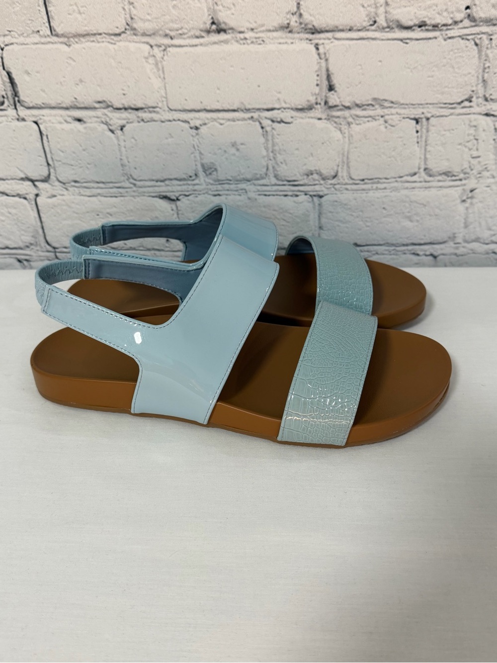 Women's Light Blue Two-Strap Slingback Sandals